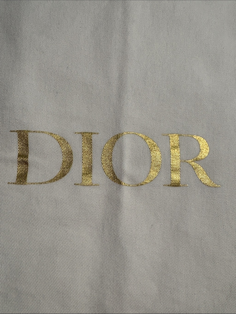 Dior Metallic Gold Logo Dust Bag